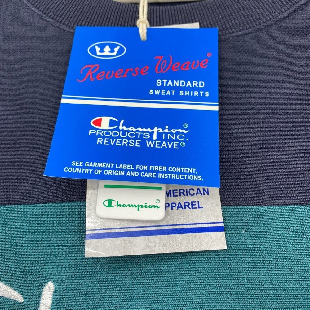 Champion Mens Reverse Weave Crew Neck Sweatshirt Pullover Oversized Navy Blue XL - Picture 3 of 6